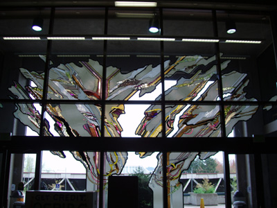 'Islands of Memory' by Tenold Peterson and students - rear view from inside 'Islands of Memory' by Tenold Peterson and students - rear view from inside