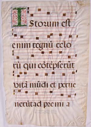 Choir Book Manuscript Front (recto) side Choir Book Manuscript Front (recto) side - Ink on vellum this piece is 22.5 x 34 inches