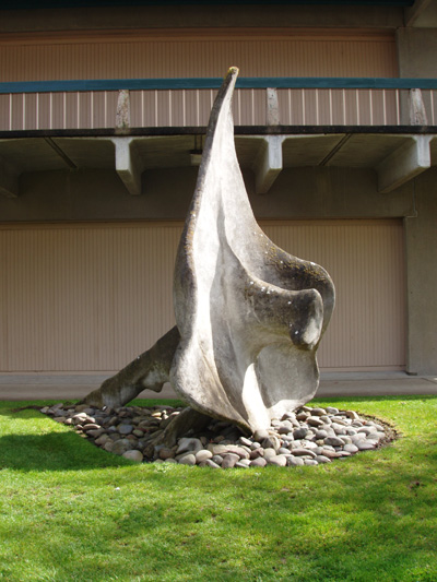  Biomorph II a concrete sculpture outside of building 11 at Lane Community College 