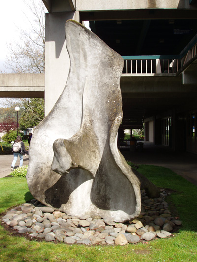  Biomorph II a concrete sculpture outside of building 11 at Lane Community College 