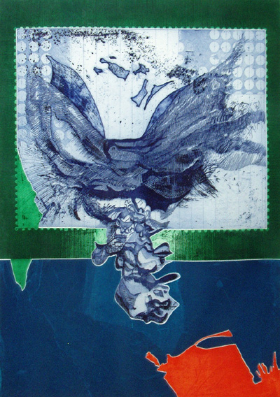 'Flight Stage #1' by Ivan Schiffendecker - Color etching, 36 x 26 inches