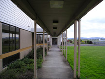 The breezeway between our buildings