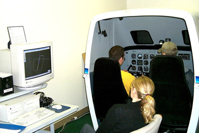 Flight simulator being used