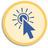Blue "Click Here" Arrow in Yellow Circle