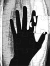 black and white hand puzzle