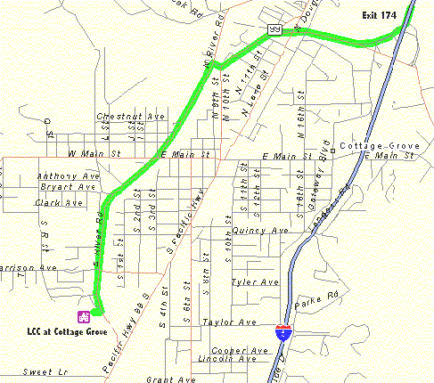 Map to Cottage Grove campus approaching from the North