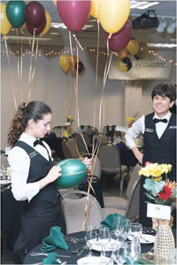 Students preparing for event