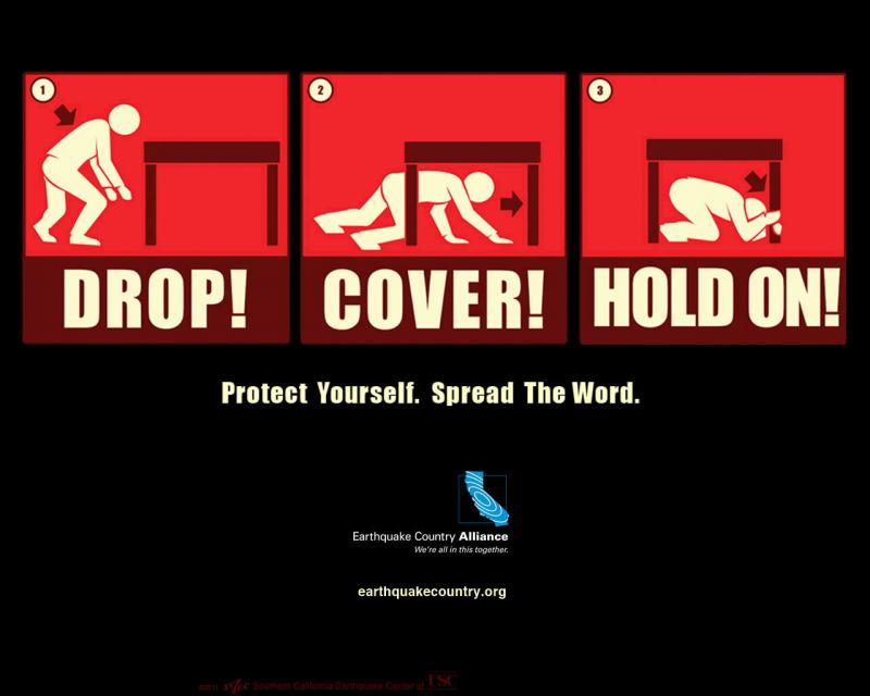 Drop, Cover, Hold-on Sign