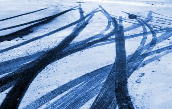 Tire tracks in the snow