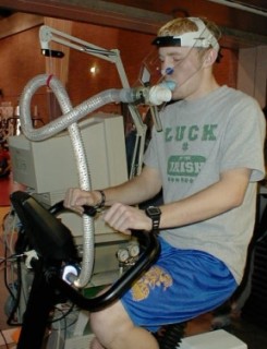 Man on exercise bike
