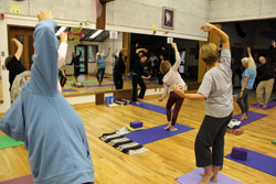students in exercise class