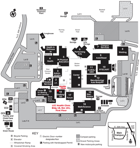 Full map of campus showing clinic location
