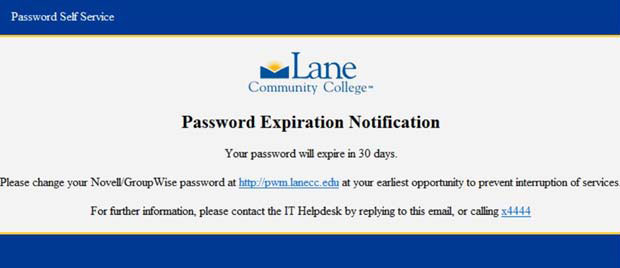Password expiration notification