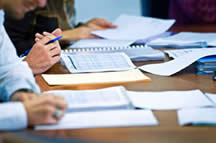 business meeting materials on a table