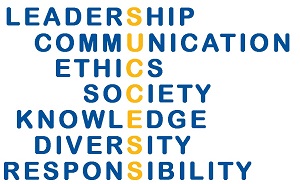 Success created by leadership, communication, ethics, society, knowledge, diversity, and responsibility