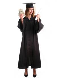 Girl who is graduating holding money