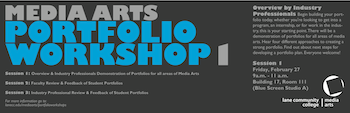 Lane CC Media Arts Portfolio Workshop Poster w2014