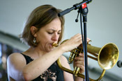 Ingrid Jensen playing trumpet