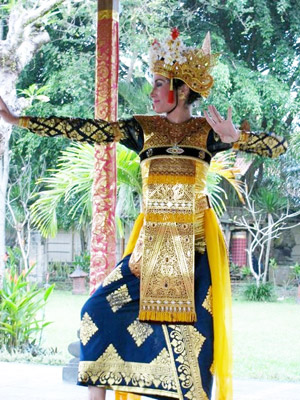 Bonnie Simoa performing in Legong costume in Bali