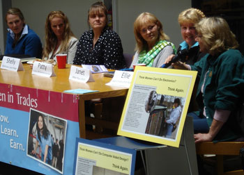 picture of Women in Trades panelists at Lane Community College event
