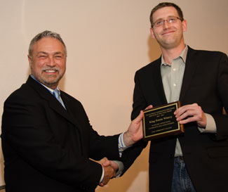 Al King (left) presents the 2012/13 Employer of the Year Award to Ben Nadolny