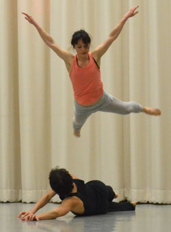 Dancers rehearse Sarah Nemecek's piece "Confluence"