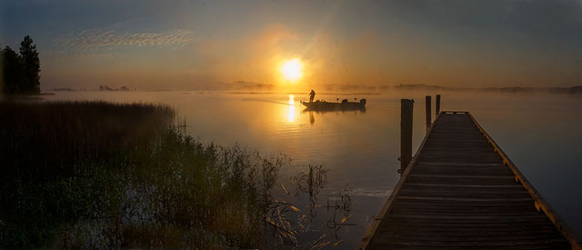 image of sunrise at lake shore