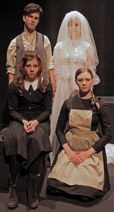 image of two girls with Mad Dad and Dead Mum on stage