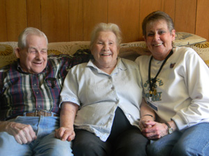 Senior Companion Program volunteer Barbara Mitchell (R) with two of her favorite clients