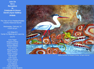 event poster with birds along water with fish and frogs