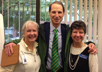 Barbara Passarelli of Eldercare; U.S. Senator Ron Wyden: and SAI Director Barbara Susman