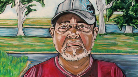 watercolor of black man, interviewed