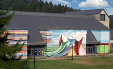picture of large mural on side of P.E. Building
