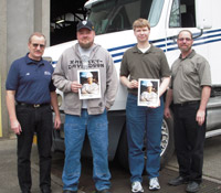 left to right: Diesel Tech Instructor Al Clark, Diesel Tech Student Riley Kelley, Diesel Tech Student Pete Butler, and Diesel Tech Instructor Steve Webb