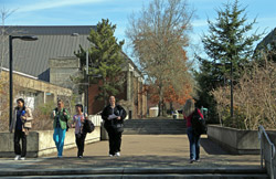 Students walking on Lane Community College main campus