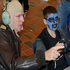 picture of superheroes at flight simulator