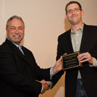 Al King (left) presents the 2012/13 Employer of the Year Award to Ben Nadolny