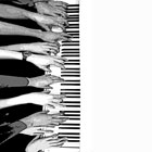 many fingers on piano keys