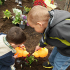 Lane Child and Family Center children planting flowers