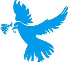 Blue dove holding a branch