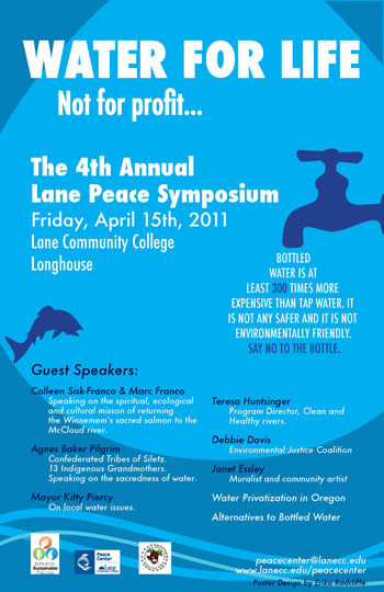 Lane Peace Symposium 2011 "Water For Life, Not For Profit" poster