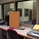 view of the isolation booth from the control room
