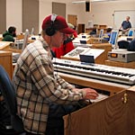 single student working in music lab