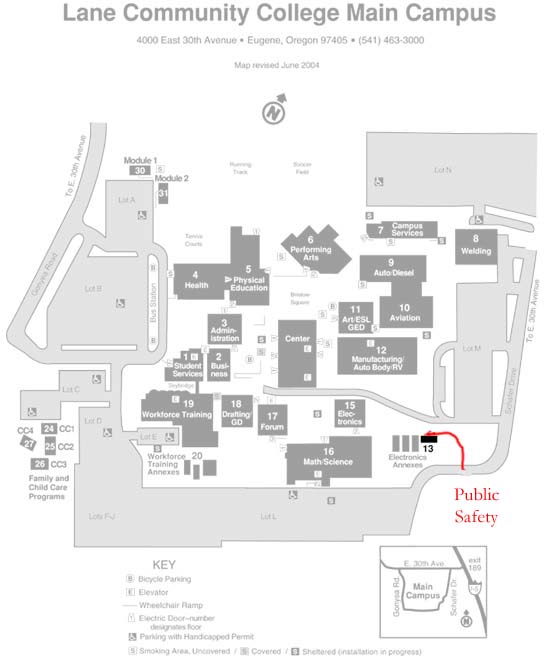 Main campus map showing location of Public Safety