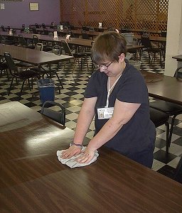Student Worker wiping table