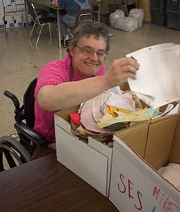 Student Worker sorting paper