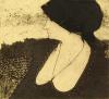 'Memory' print by an Unknown Artist  - Woman with black hair and a black dress looking into the distance
