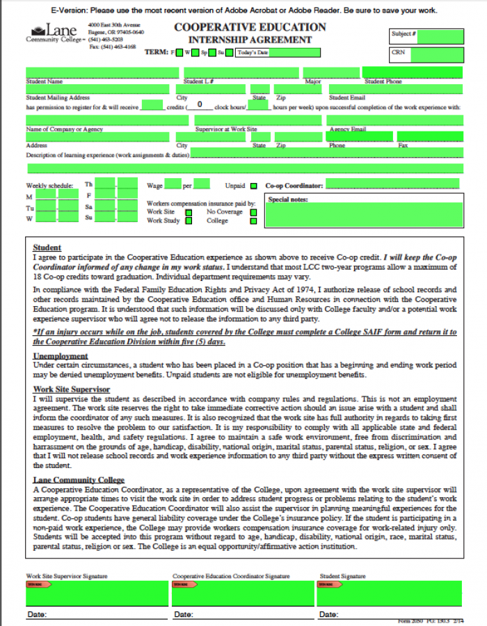 Coop Ed Internship Agreement