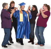 Graduate in a group of staff members