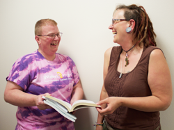 two students laughing together